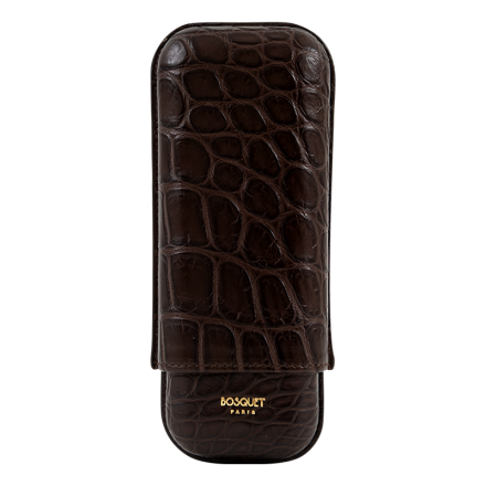 Bosquet CIGAR CASE TL - CROCO - 2 CIGARS - BROWN