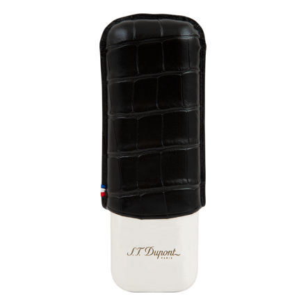 St dupont METAL BASE CIGAR CASE - CROCO BLACK - 2 CIGARE